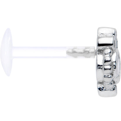 16G 5/16 Clear Gem Flexible Bioplast Teardrop Labret Monroe Tragus