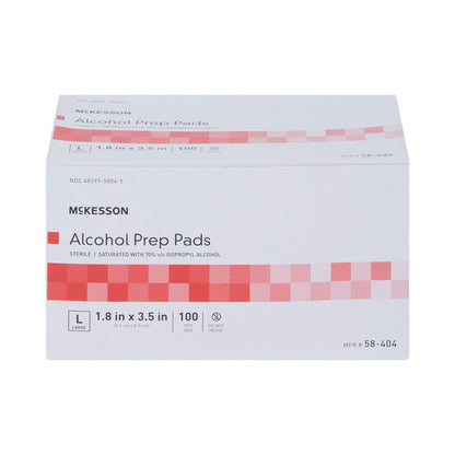 McKesson Alcohol Prep Pad Isopropyl Alcohol, 1-4/5 x 3-1/2 Inch 58-404
