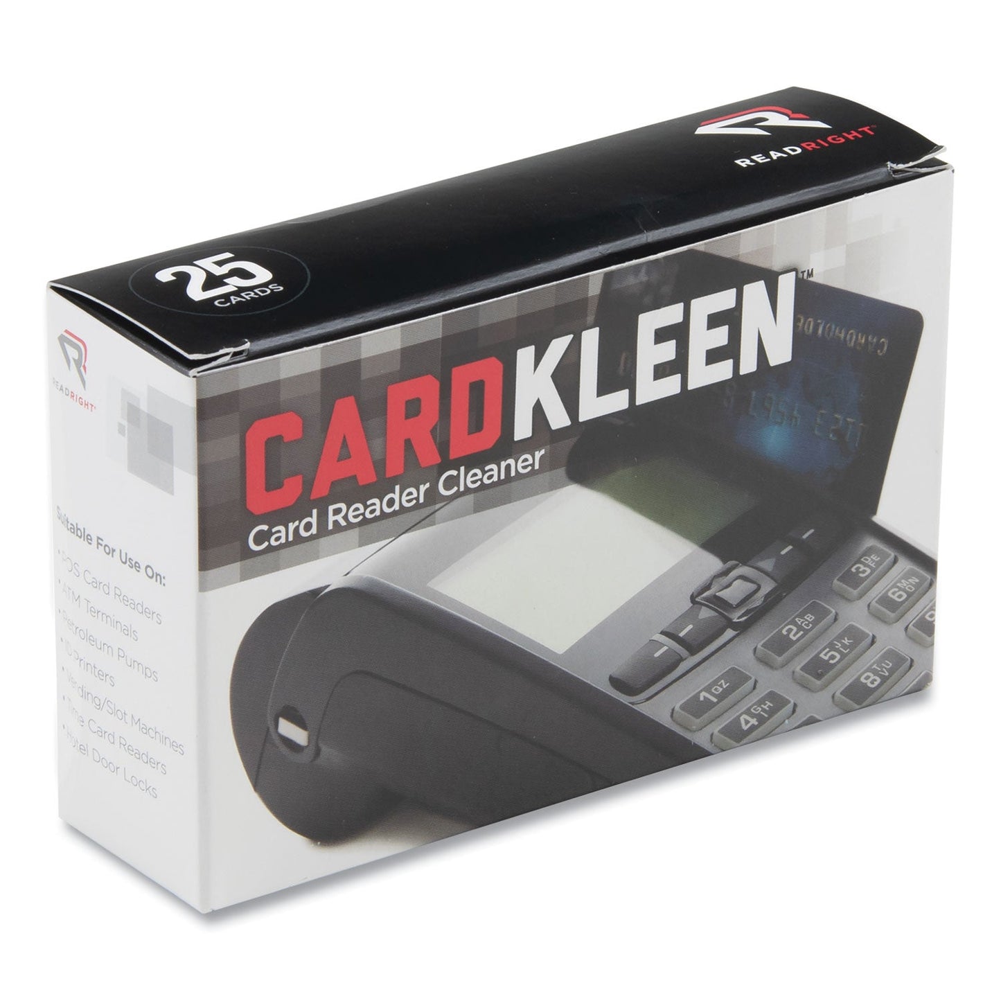 Read Right CardKleen Presaturated Magnetic Head Cleaning Cards, 3 3/8" x 2 1/8", 25/Box