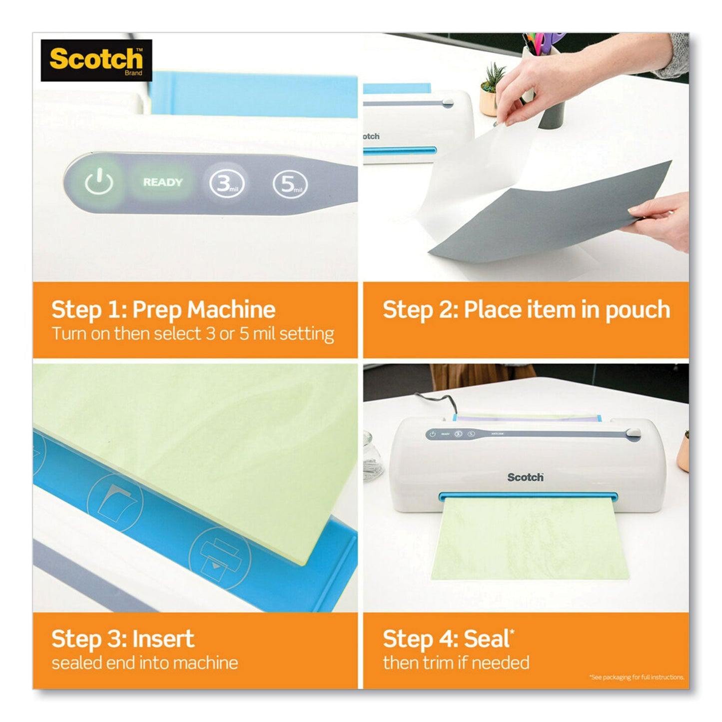 Scotch Laminating Pouches, 5 mil, 5" x 7", Gloss Clear, 20/Pack