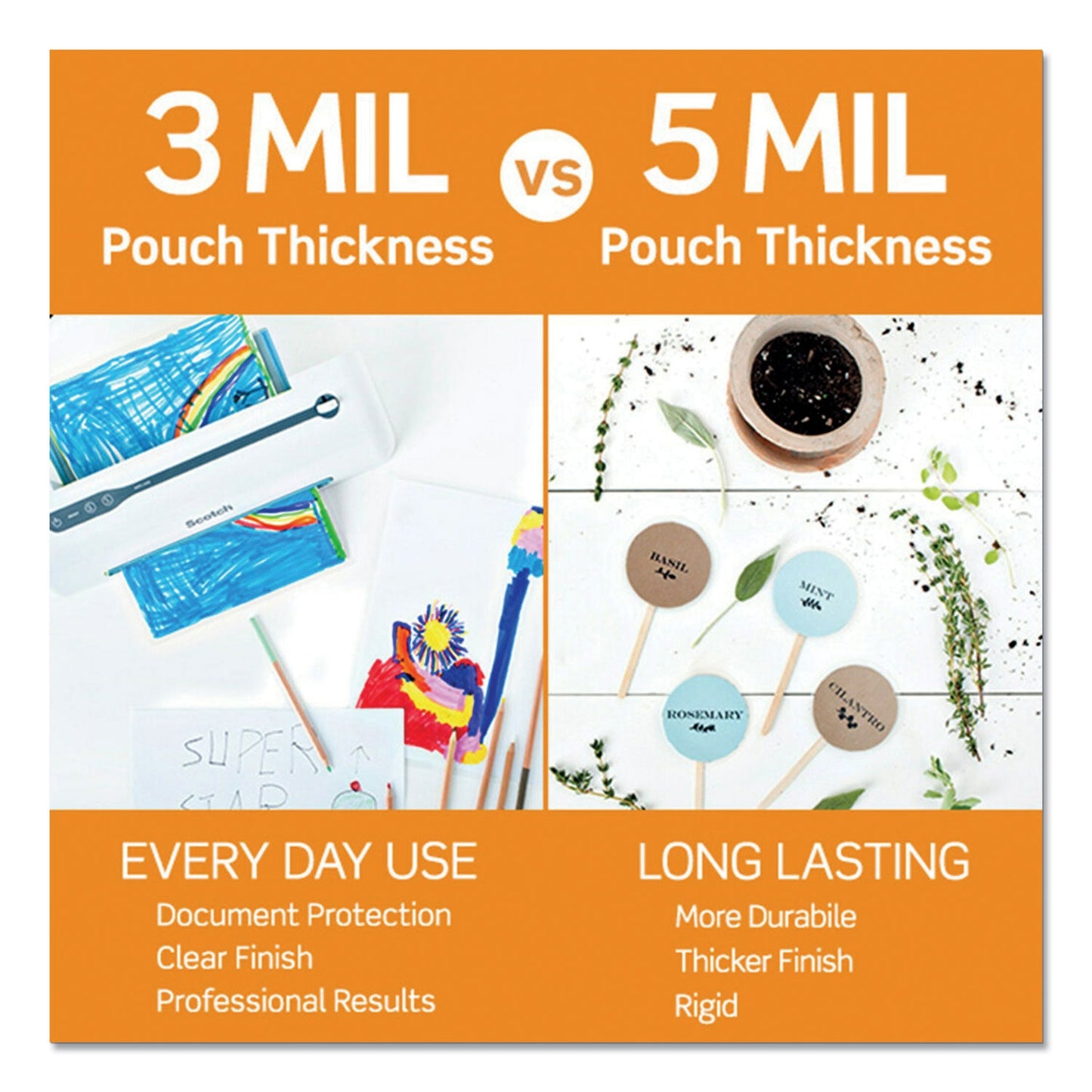 Scotch Laminating Pouches, 5 mil, 5" x 7", Gloss Clear, 20/Pack
