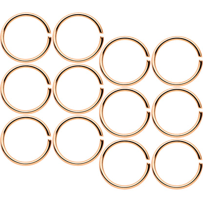 20G 5/16 Rose Gold Tone Anodized Seamless Circular Ring Set of 12