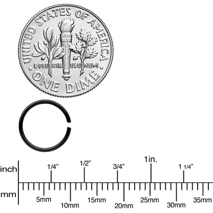 20G 5/16 Steel Black Anodized Seamless Circular Ring Set of 12