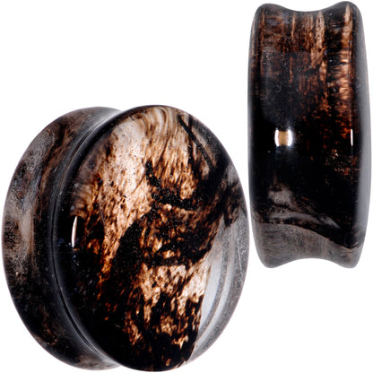 Clear Brown Glass Boho Saddle Plug Set