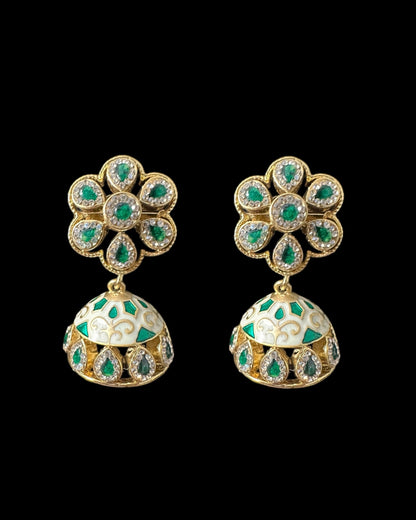 DNS189 meenakari gold plated  necklace with jhumka  set  (READY TO SHIP )