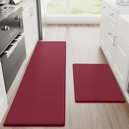 Kitchen Mats, 2PCS Kitchen Rugs, Cushioned anti Fatigue Kitchen Mats for Floor, Non-Slip Standing Desk Mat, Waterproof Kitchen Rug Set for Kitchen,20" X 32"+20" X 94.5"-Full 1Inch Thick,Black