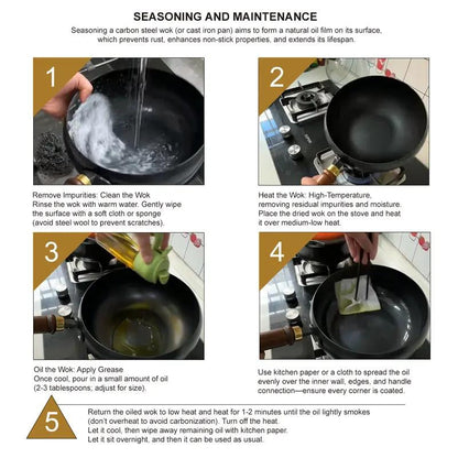 Thick Uncoated Iron Pot, Japanese Iron Pan, Uncoated Cast Iron Pot, Hand-Forged Non-Stick Pan without Coating, High-Purity Frying Pan, Cast Iron Skillet—Universal Kitchen Cookware Suitable for Gas and Induction Stoves.