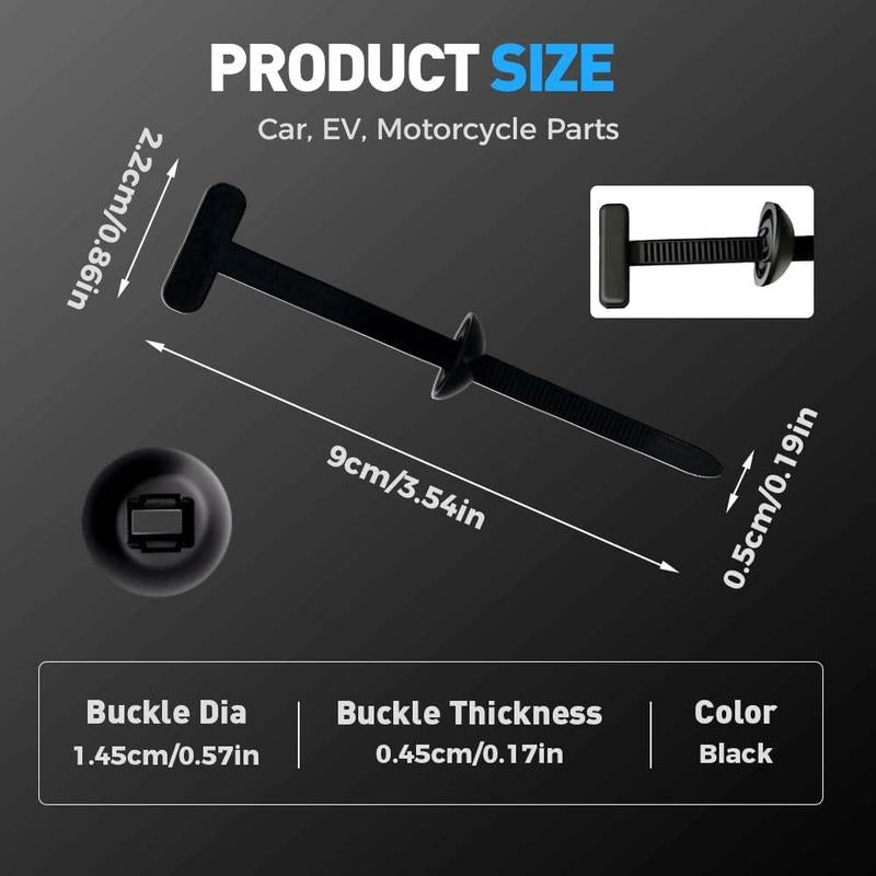 50Pcs Nylon Universal Cable Tie Buckle, Heavy Duty Self-Locking Nylon Zip Ties Holder, Multipurpose Plastic Cable Ties Tool for Car Daily Repair