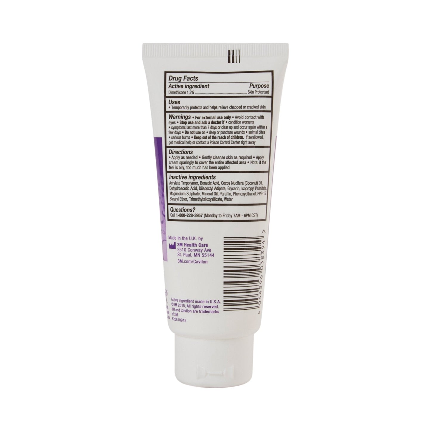 3M Cavilon™ Barrier Cream, 3.25 oz Tube, Unscented, Hypoallergenic 3355