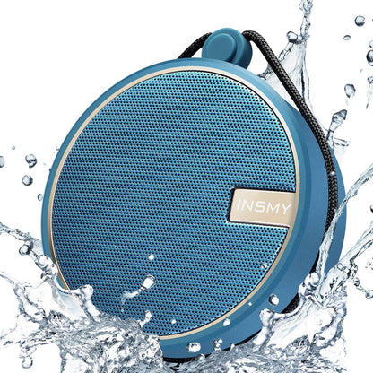 INSMY C12 IPX7 Waterproof Shower Bluetooth Speaker, Portable Small Speaker, Speakers Bluetooth Wireless Loud Clear Sound Support TF Card Suction Cup for Kayak Canoe Beach Gift (Black)