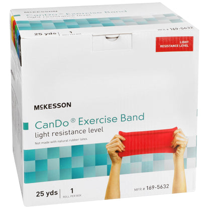 McKesson Exercise Resistance Band, Red, 5 Inch x 25 Yard, Light Resistance 169-5632