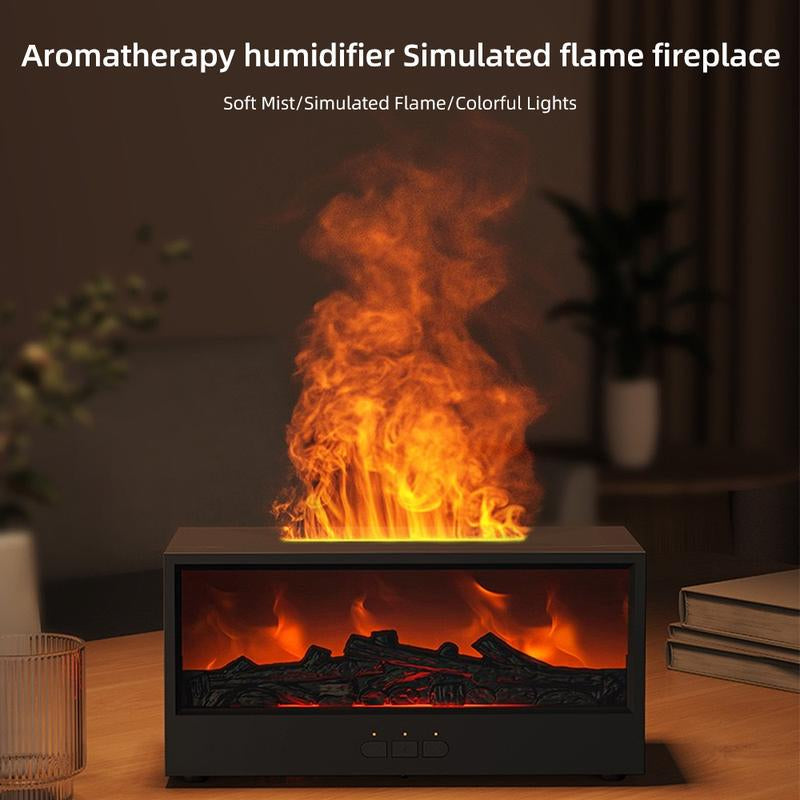 300 Ml Essential Oil Diffuser, 7 Color Flame Modes - Aroma Therapy Device, Air Humidifier , Air Purifier, Fragrance Diffuser, Automatic Shut-Off, Timer and Remote Control, Suitable for Home and Bedroom, Can Be Given as a Gift. Fireplace Humidifier