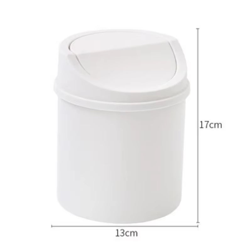 Mini Desktop Bin Small Trash Can Tube with Cover Bedroom Trash Can Garbage Can Clean Workspace Storage Box