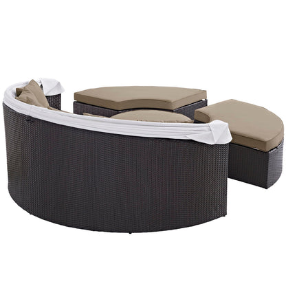 Convene Outdoor Patio Wicker Rattan Canopy Sectional Daybed by Modway