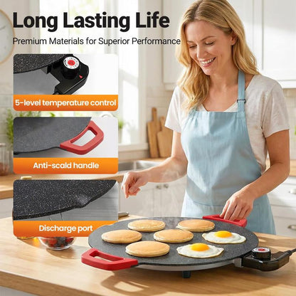 Smokeless Indoor Electric Grill & Nonstick Griddle – Compact, Fast-Heating Tabletop Grill for Steaks, Burgers, Pancakes, BBQ, and Everyday Indoor Cooking
