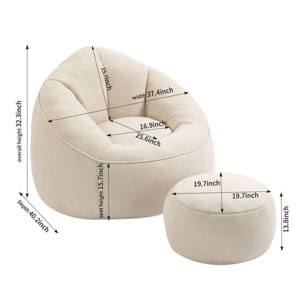 Bedding Bean Bag Sofa Chair High Pressure Foam With Footrest