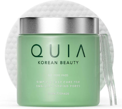 QUIA Dual-Action Toner Pads – Gentle PHA Exfoliation for Sensitive Skin – Instantly Hydrate and Minimize Pores – 70 Soft-Touch Korean Textured Pads – Blackhead and Blemish Control
