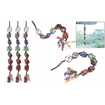 7 Chakra Gemstones Reiki Healing Crystals Tassel Wall Car Hanging Ornament