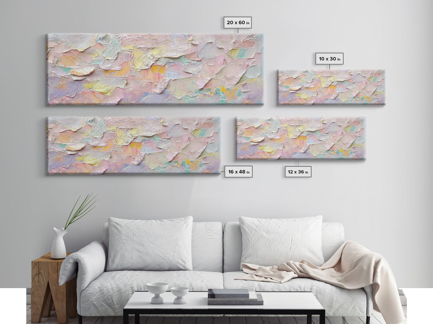 Abstract Moody Floral Wall Art, Framed Canvas Print, Pink and Pastel Wall Art, Large Abstract Flower Texture Wall Art for Above Bed or Sofa