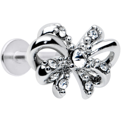 16G 5/16 Clear Gem Looping Bow Labret Monroe Tragus