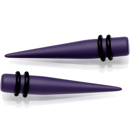 Dark Purple Matte Acrylic Straight Taper Set 12G to 00G