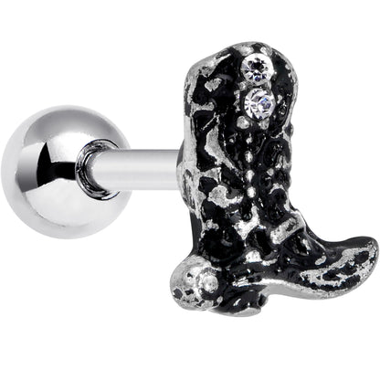 16G 1/4 Clear Gem Cowboy Boot Cartilage Tragus Earring