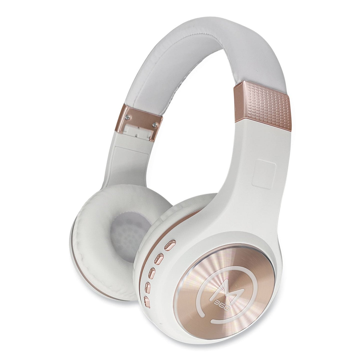 Morpheus 360 SERENITY Stereo Wireless Headphones with Microphone, 3 ft Cord, White/Rose Gold