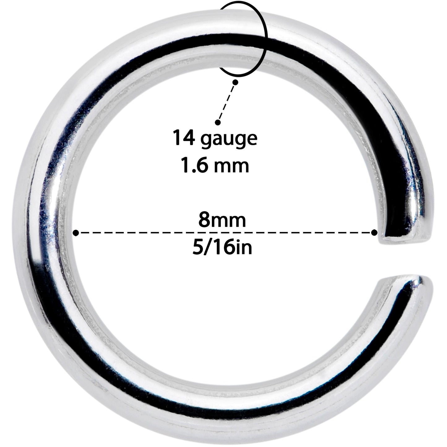 14G 5/16 Seamless Cartilage Ring Set of 12
