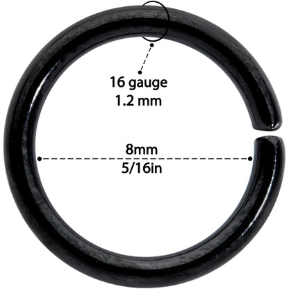 16G 5/16 Black Anodized Seamless Cartilage Ring Set of 12