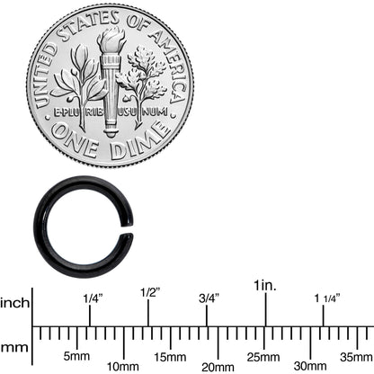 14G 5/16 Black Anodized Seamless Cartilage Ring Set of 12