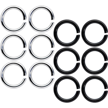 14G 5/16 Steel Black Anodized Seamless Cartilage Ring Set of 12