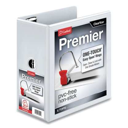 Cardinal Premier Easy Open ClearVue Locking Slant-D Ring Binder, 3 Rings, 5" Capacity, 11 x 8.5, White