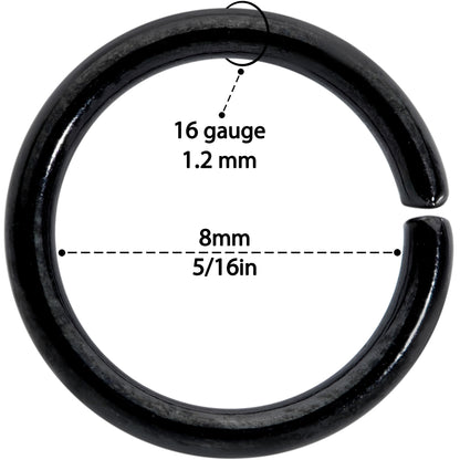 16G 5/16 Steel Black Gold Tone Seamless Cartilage Ring Set of 12