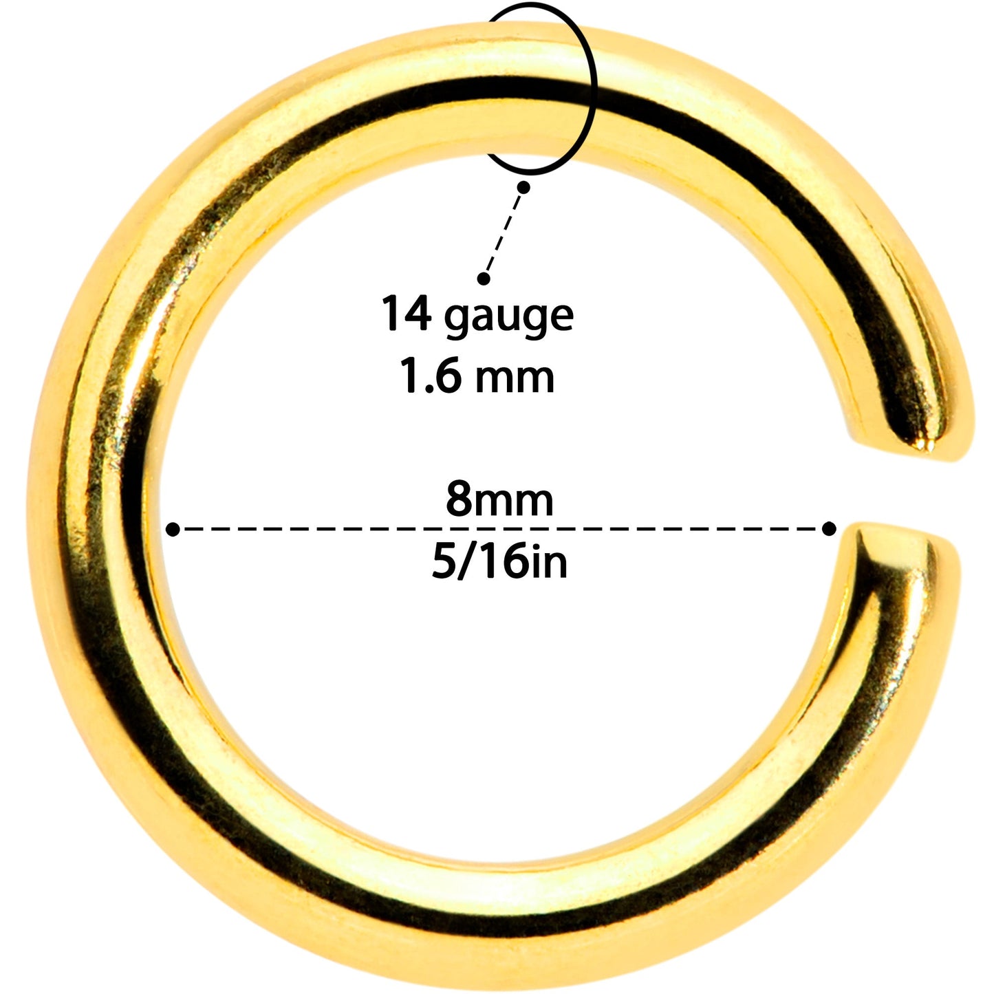 14G 5/16 Steel Mixed Gold Tone Seamless Cartilage Ring Set of 12