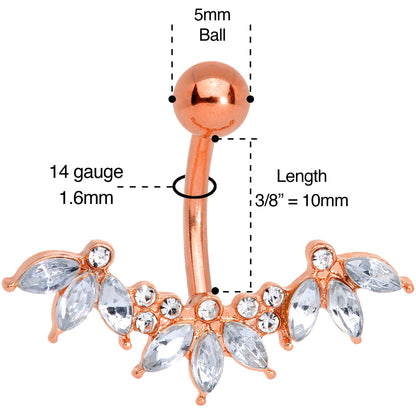 Clear Gem Rose Gold Tone Anodized Comely Clusters Belly Ring