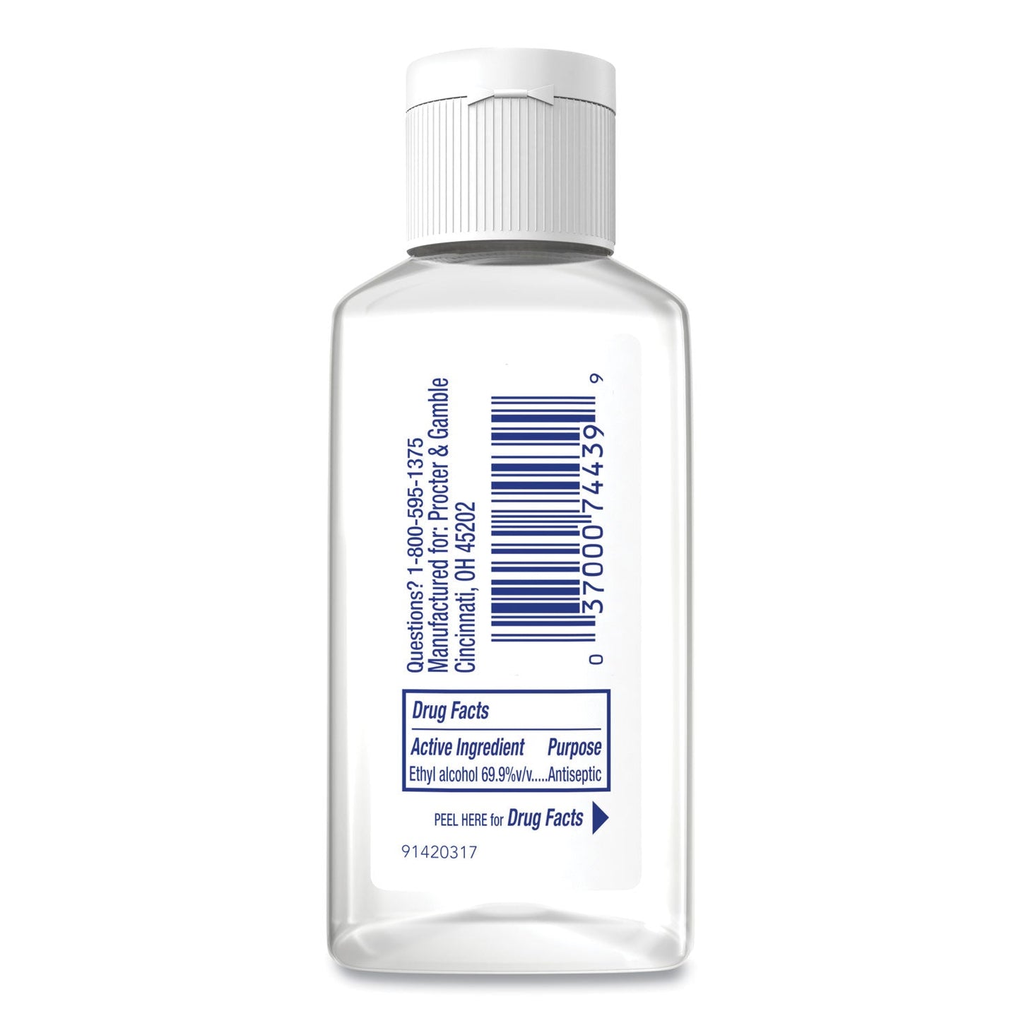 Safeguard Alcohol Hand Sanitizer Gel, 2 oz Flip-Cap Bottle, Fresh Clean Scent, 48/Carton