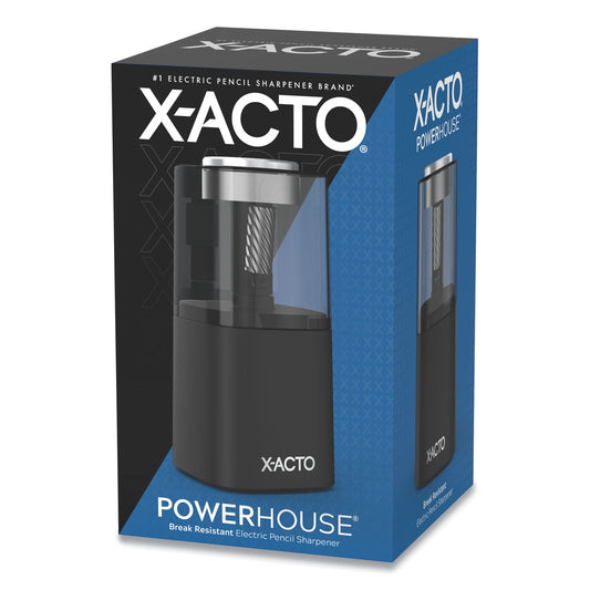 X-ACTO Model 1799 Powerhouse Office Electric Pencil Sharpener, AC-Powered, 3 x 3 x 7, Black/Silver/Smoke