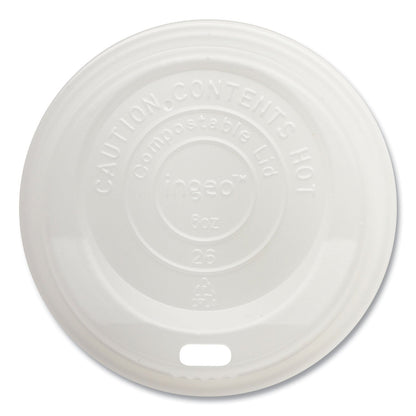 World Centric PLA Lids for Hot Cups, Fits 8 oz Cups, White, 1,000/Carton