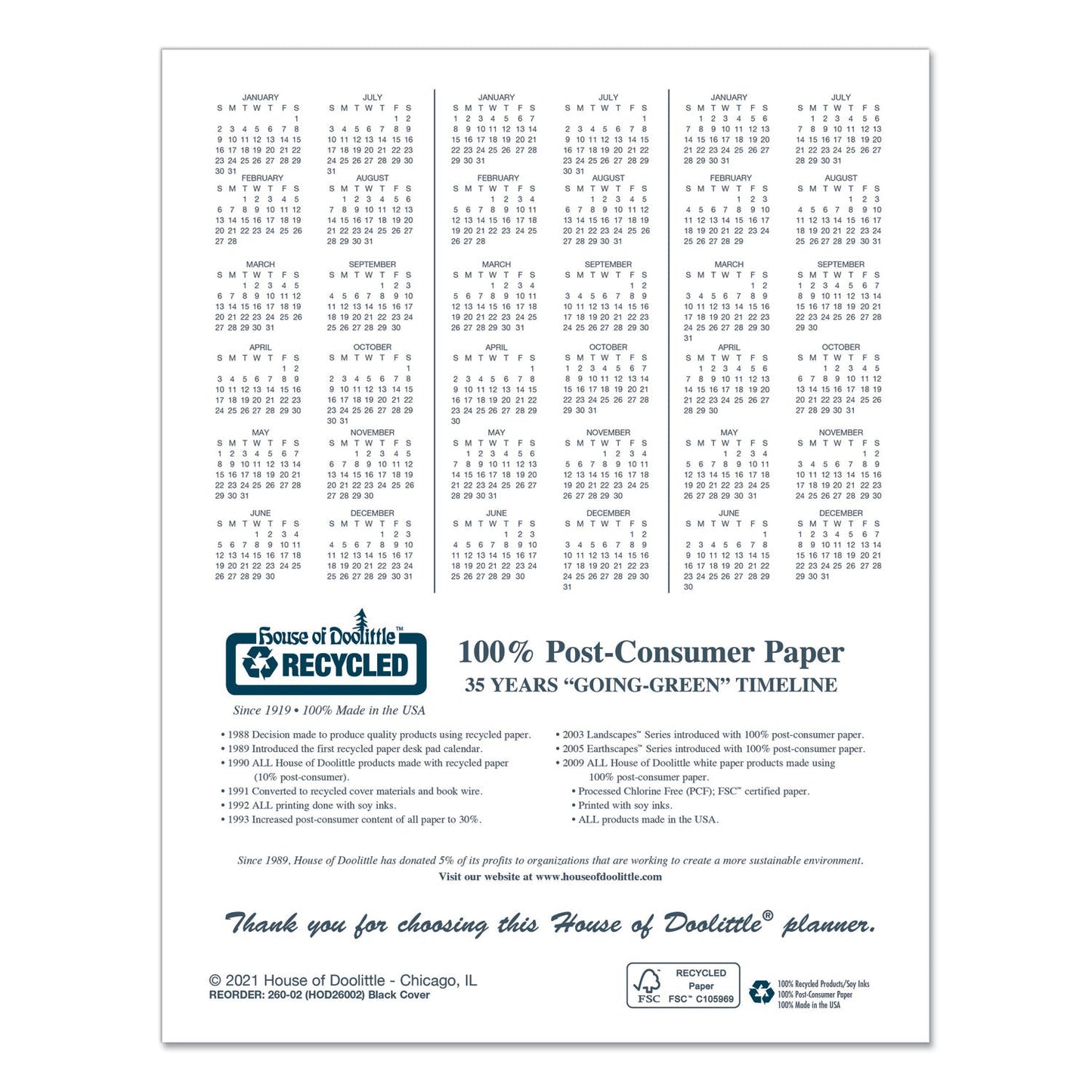 House of Doolittle Recycled Ruled 14-Month Planner with Stitched Leatherette Cover, 11 x 8.5, Black Cover, 14-Month (Dec to Jan): 2022 to 2024