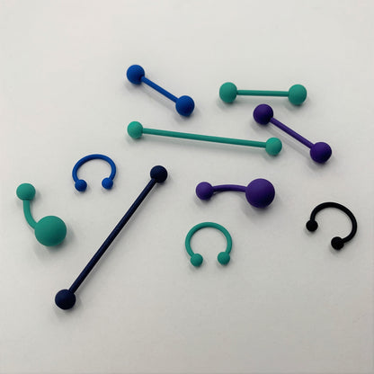 16G 3/8 Totally Teal Matte Horseshoe Circular Barbell
