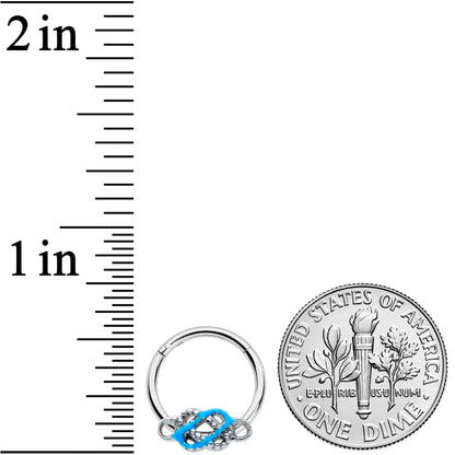 16G 5/16 Celtic Knot Blue Hinged Segment Ring