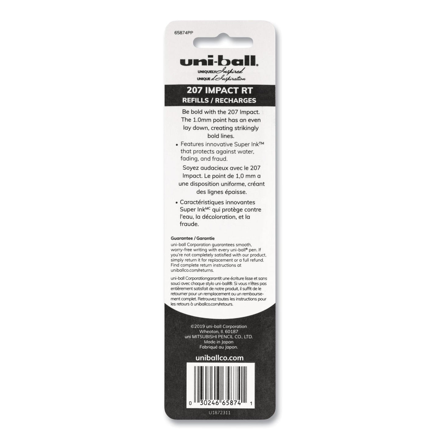 uniball Refill for Gel 207 IMPACT RT Roller Ball Pens, Bold Conical Tip, Blue Ink, 2/Pack