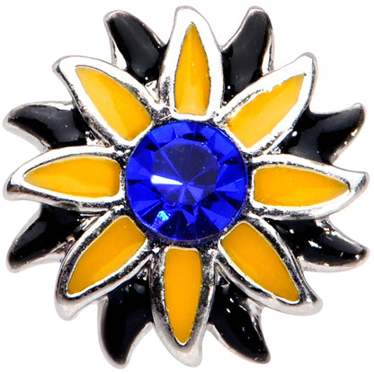 16G 1/4 Blue Faux Druzy Yellow Sunflower Cartilage Tragus