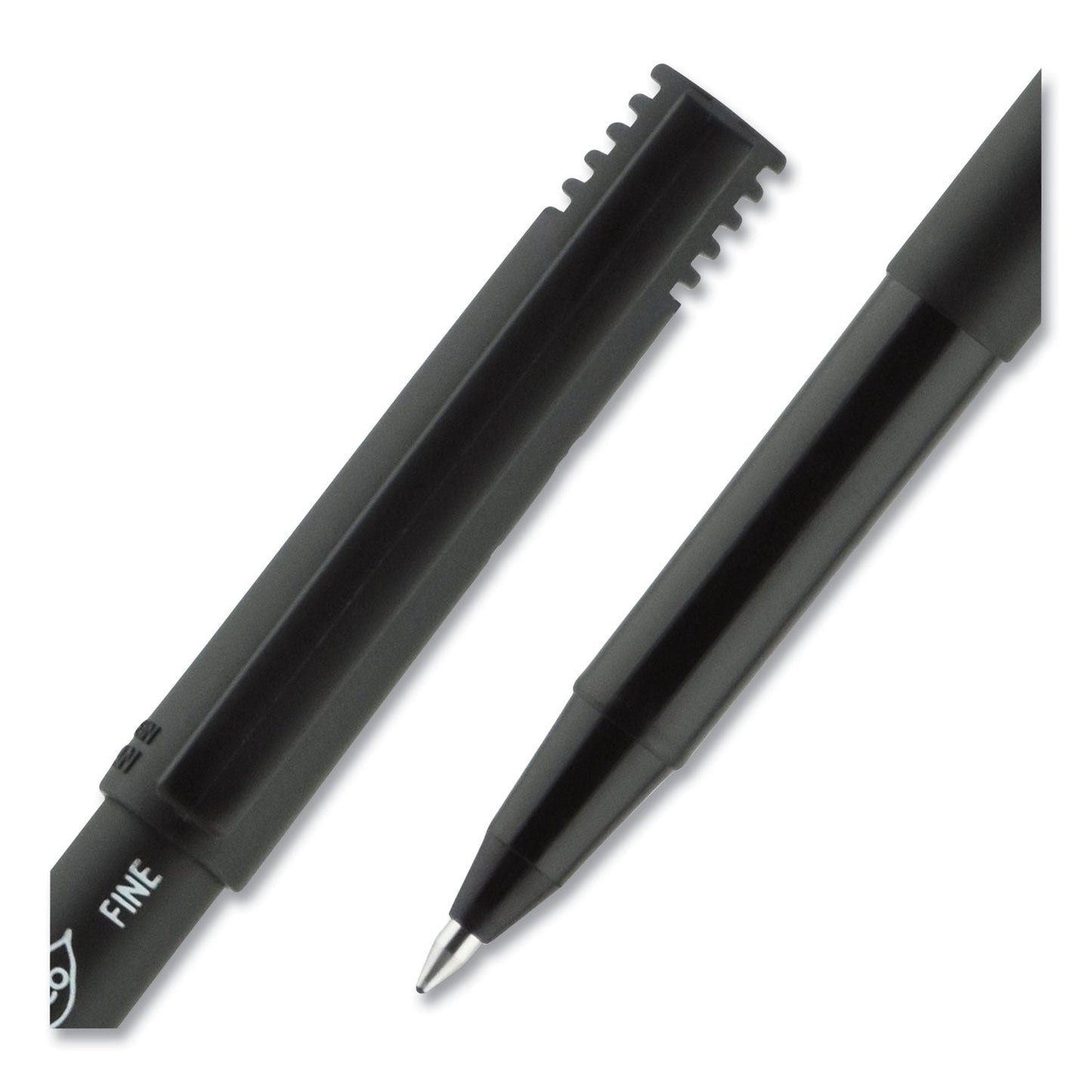 uniball ONYX Roller Ball Pen, Stick, Fine 0.7 mm, Black Ink, Black Matte Barrel, 72/Pack
