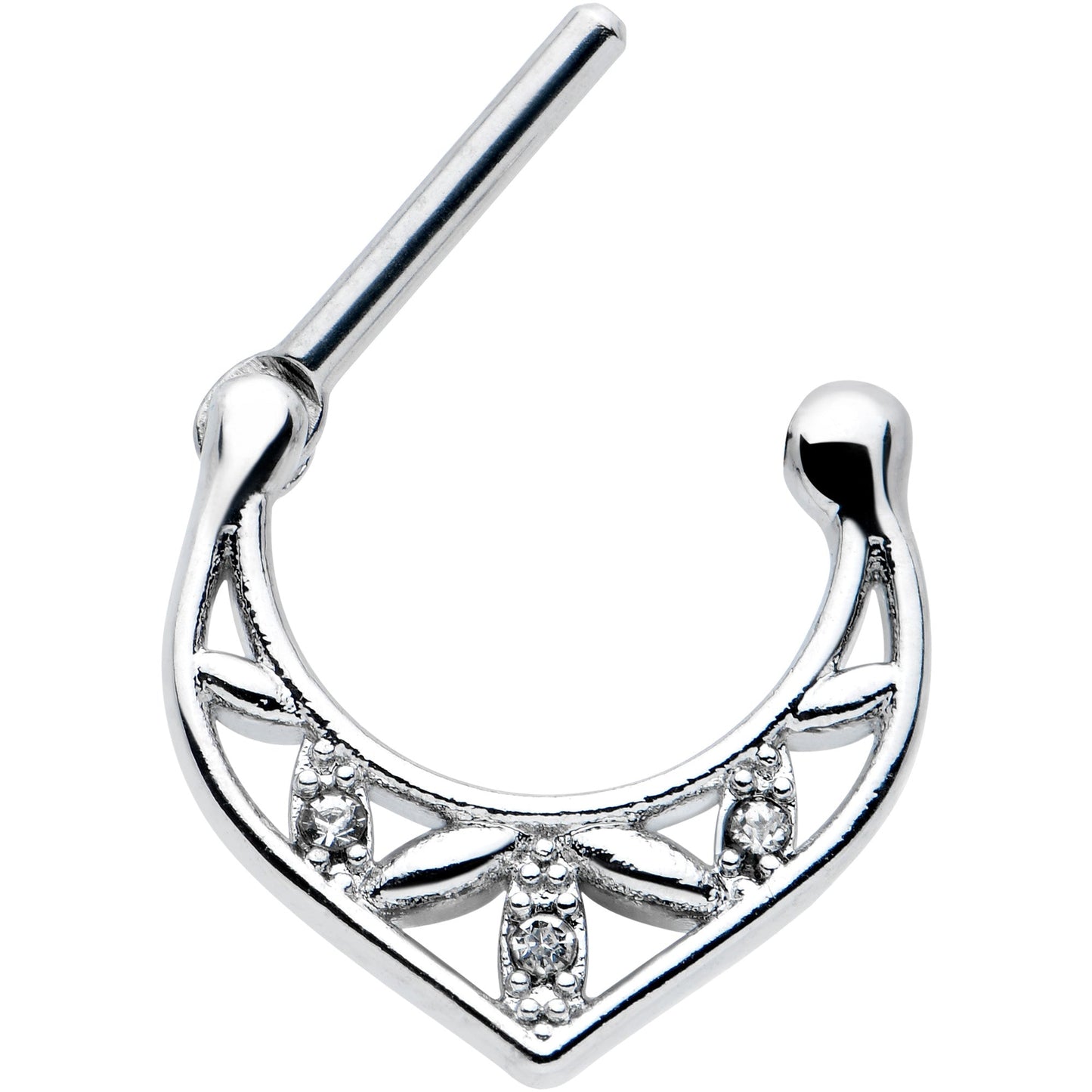 16G 5/16 Clear Gem Classic Geometric Cartilage Clicker