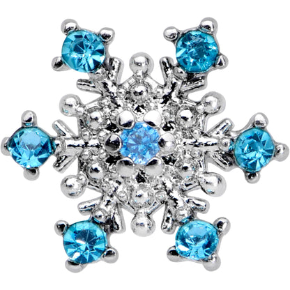 16G 1/4 Aqua Gem Snowflake Christmas Cartilage Tragus Earring