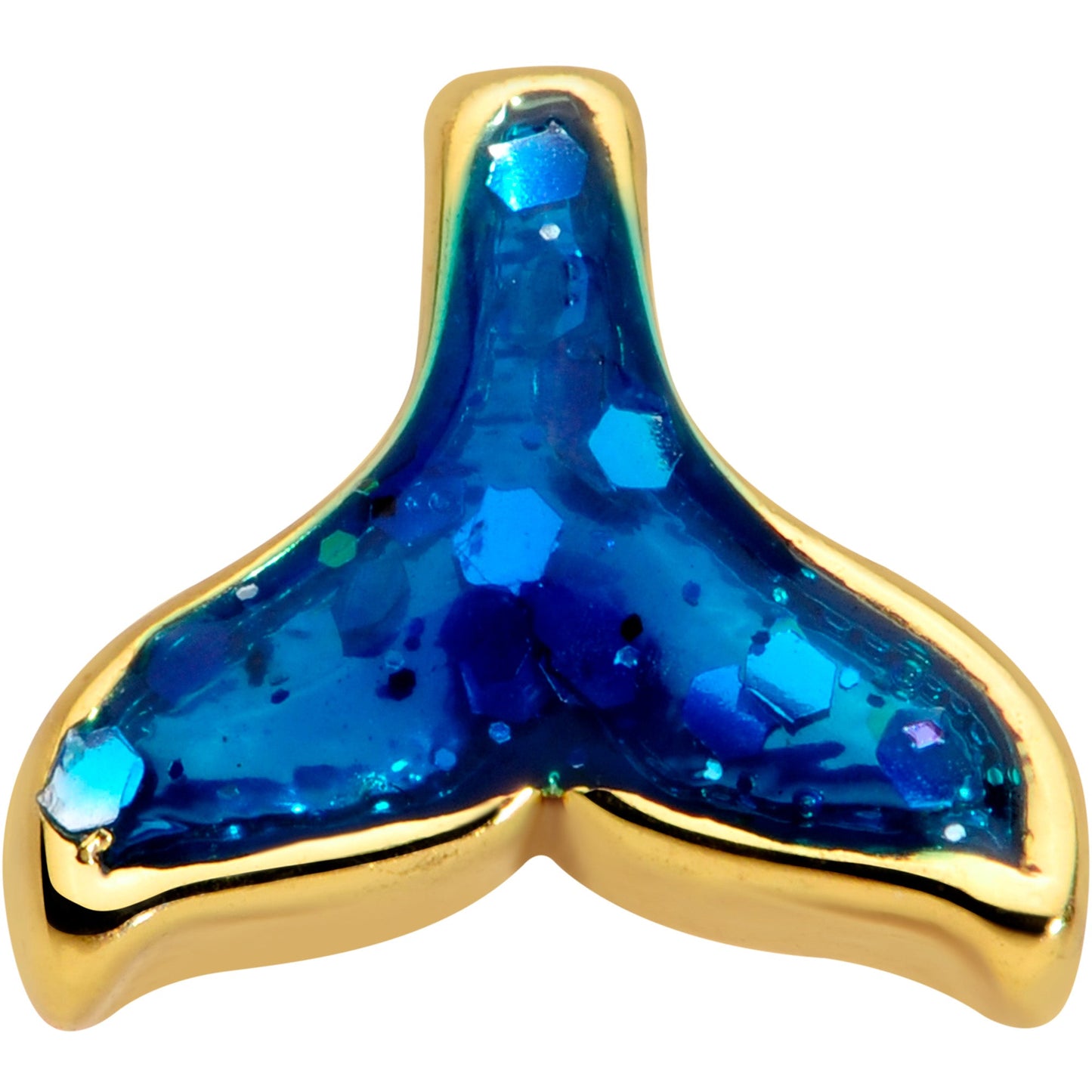 20G 1/4 Gold Tone Iridescent Mermaid Tail L Shaped Nose Ring