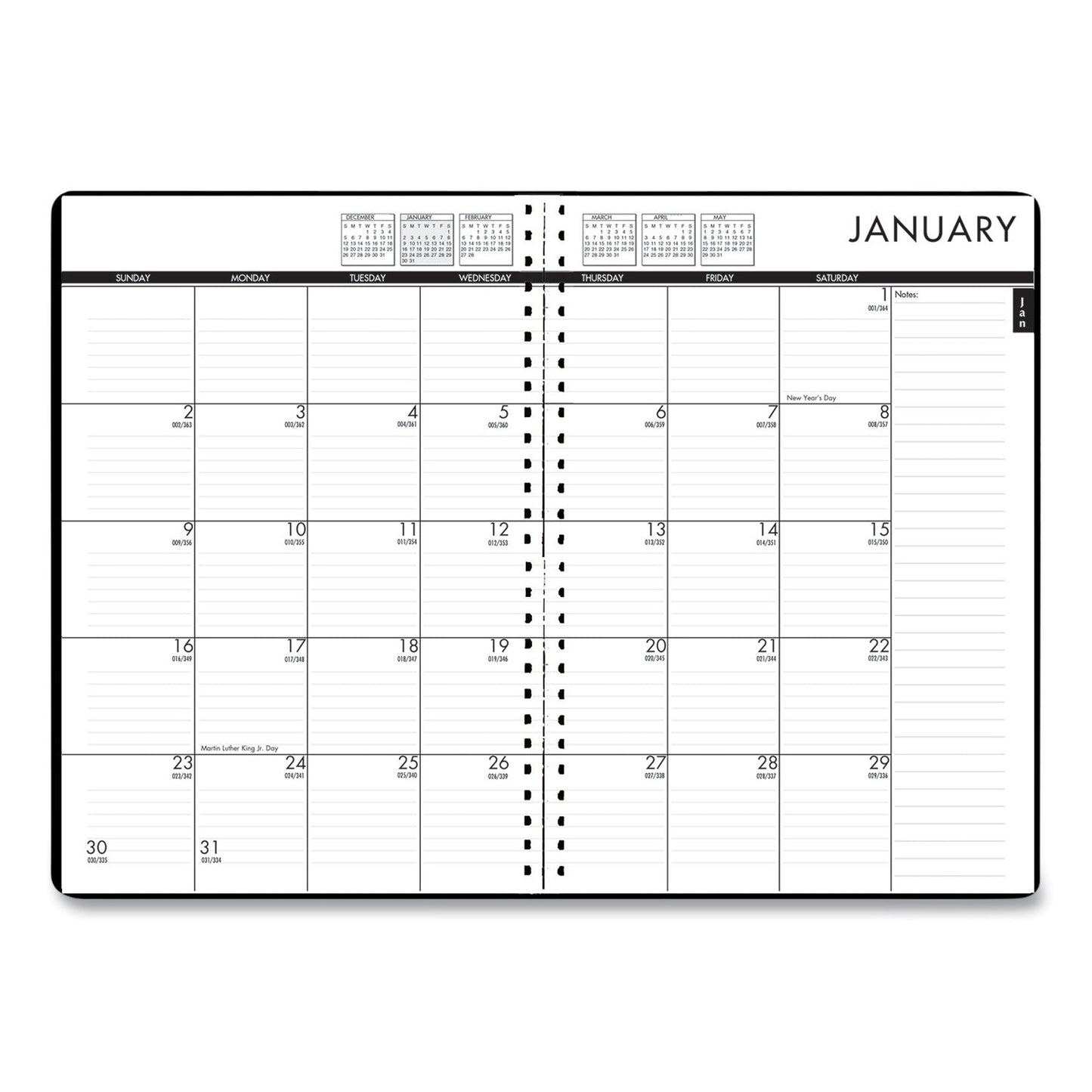 House of Doolittle 24/7 Recycled Daily Appointment Book/Monthly Planner, 10 x 7, Black Cover, 12-Month (Jan to Dec): 2023