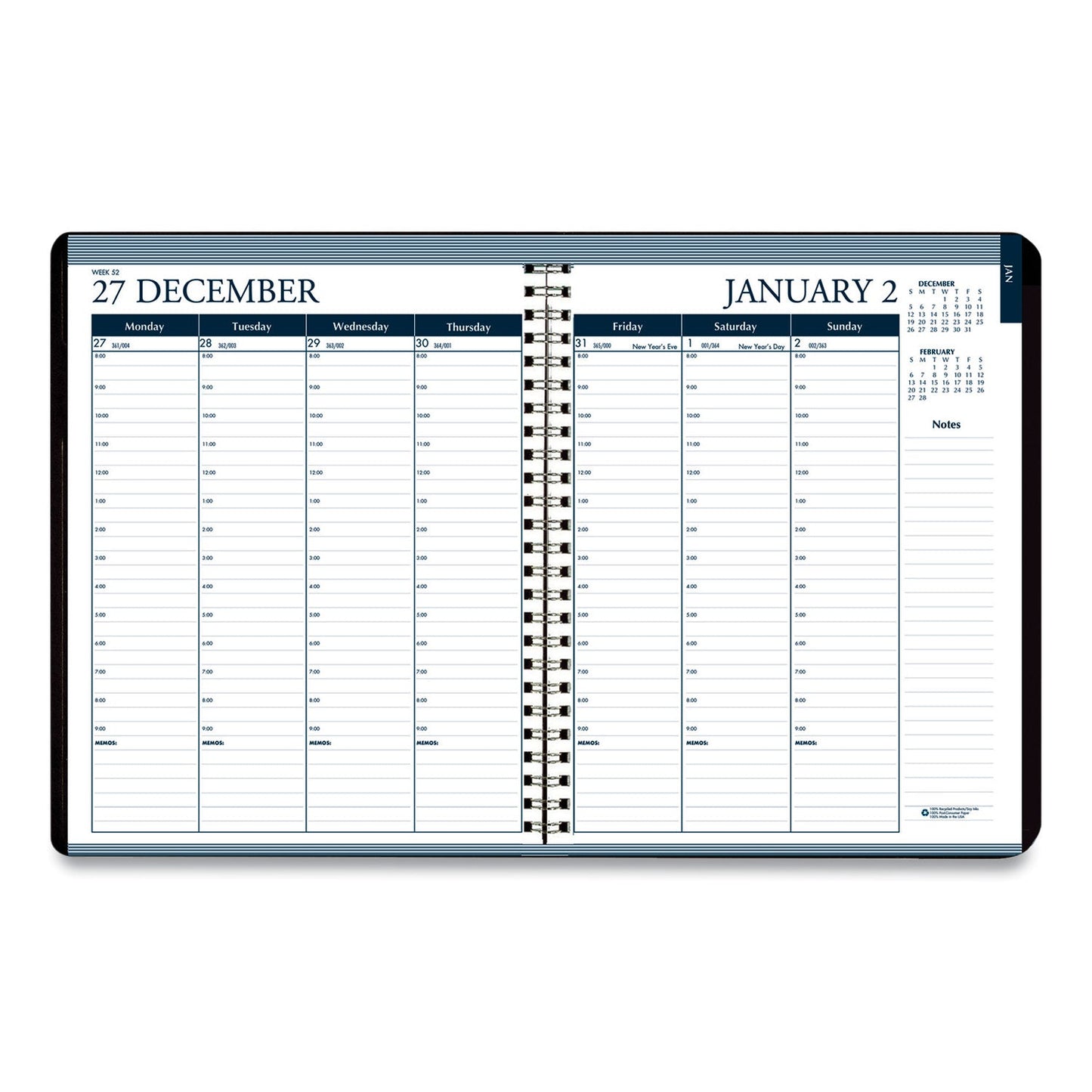 House of Doolittle Recycled Wirebound Weekly/Monthly Planner, 11 x 8.5, Black Cover, 12-Month (Jan to Dec): 2023