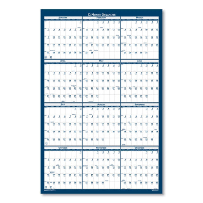 House of Doolittle Recycled Poster Style Reversible/Erasable Yearly Wall Calendar, 66 x 33, White/Blue/Gray Sheets, 12-Month (Jan to Dec): 2023